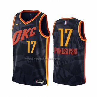 Maglia Oklahoma City Thunder Aleksej Pokusevski #17 Citta 2023-24 Nero