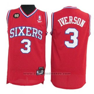 Maglia Philadelphia 76ers Allen Iverson #3 10th Retro Rosso