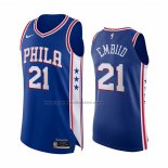 Maglia Philadelphia 76ers Joel Embiid #21 Icon Autentico Blu
