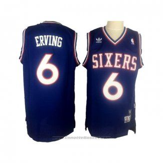 Maglia Philadelphia 76ers Julius Erving #6 Retro Blu