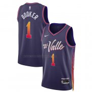 Maglia Phoenix Suns Devin Booker #1 Citta 2023-24 Viola