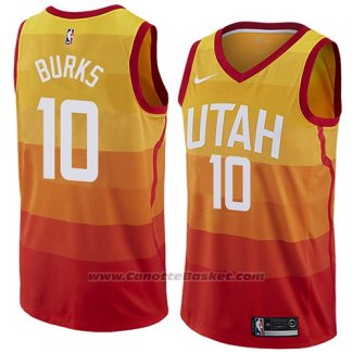 Maglia Utah Jazz Alec Burks #10 Citta 2018 Giallo