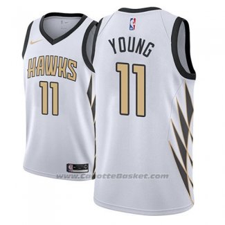 Maglia Atlanta Hawks Trae Young #11 Citta 2018-19 Bianco