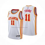 Maglia Atlanta Hawks Trae Young No 11 Association 2024-25 Bianco