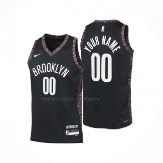 Maglia Bambino Brooklyn Nets Personalizzate Citta 2025-26 Nero