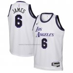 Maglia Bambino Los Angeles Lakers LeBron James #6 Citta 2022-23 Bianco