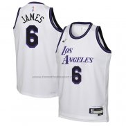 Maglia Bambino Los Angeles Lakers LeBron James #6 Citta 2022-23 Bianco