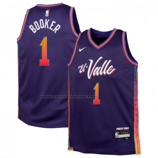 Maglia Bambino Phoenix Suns Devin Booker #1 Citta 2023-24 Viola