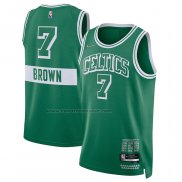 Maglia Boston Celtics Jaylen Brown NO 7 Citta 2021-22 Verde