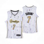 Maglia Brooklyn Nets Kevin Durant NO 7 Christmas Bianco