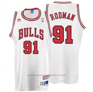 Maglia Chicago Bulls Dennis Rodman #91 Retro Bianco