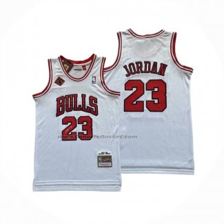 Maglia Chicago Bulls Michael Jordan No 23 Mitchell & Ness 1997-98 Bianco Firmada