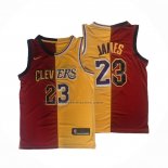 Maglia Cleveland Cavaliers Los Angeles Lakers LeBron James #23 Split Rosso Giallo