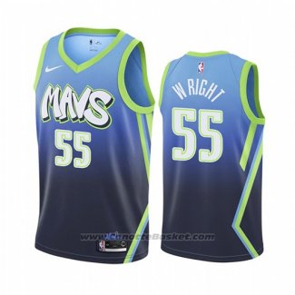 Maglia Dallas Mavericks Delon Wright #55 Citta Edition Blu