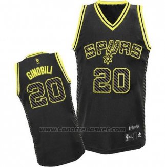 Maglia Elettricita Moda San Antonio Spurs Manu Ginobili #20 Nero