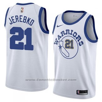 Maglia Golden State Warriors Jonas Jerebko #21 Hardwood Classic 2018-19 Bianco