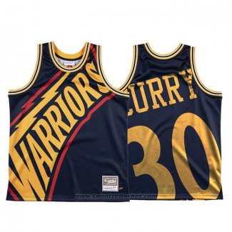 Maglia Golden State Warriors Stephen Curry #30 Mitchell & Ness Big Face Blu