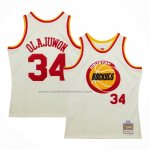 Maglia Houston Rockets Hakeem Olajuwon #32 Mitchell & Ness Chainstitch Crema