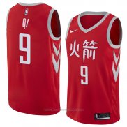Maglia Houston Rockets Zhou Qi #9 Citta 2018 Rosso