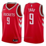 Maglia Houston Rockets Zhou Qi #9 Swingman 2017-18 Rosso