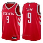 Maglia Houston Rockets Zhou Qi #9 Swingman 2017-18 Rosso