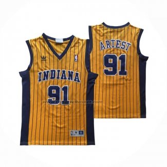 Maglia Indiana Pacers Ron Artest No 91 Giallo