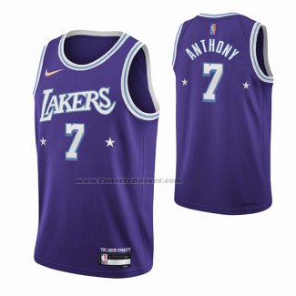 Maglia Los Angeles Lakers Carmelo Anthony NO 7 Citta 2021-22 Violaa