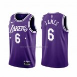 Maglia Los Angeles Lakers Lebron James NO 6 Citta 2021-22 Viola