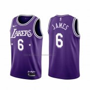 Maglia Los Angeles Lakers Lebron James NO 6 Citta 2021-22 Viola