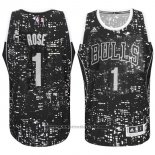 Maglia Luci Della Citta Chicago Bulls Derrick Rose #1 Nero