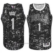 Maglia Luci Della Citta Chicago Bulls Derrick Rose #1 Nero