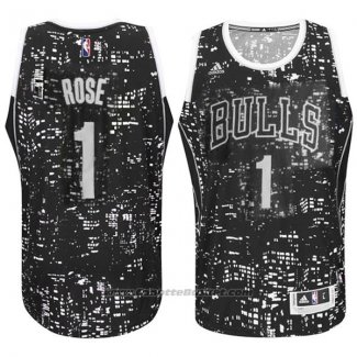 Maglia Luci Della Citta Chicago Bulls Derrick Rose #1 Nero