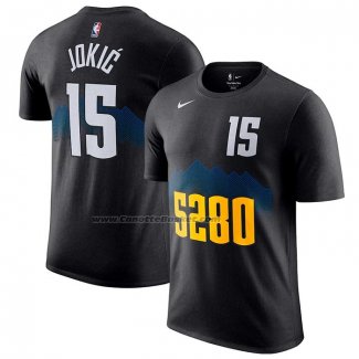 Maglia Manica Corta Denver Nuggets Nikola Jokic Citta 2023-24 Nero