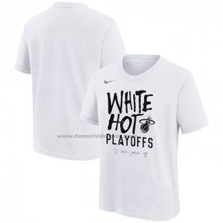 Maglia Manica Corta Miami Heat 2024 NBA Playoffs Mantra Bianco
