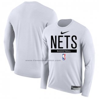 Maglia Manica Lunga Brooklyn Nets Practice Performance 2022-23 Bianco