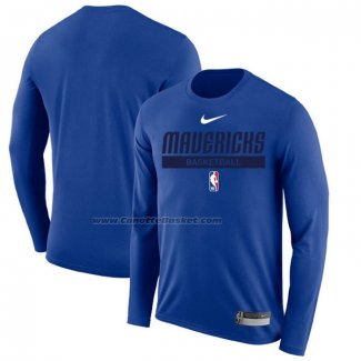 Maglia Manica Lunga Dallas Mavericks Practice Performance 2022-23 Blu