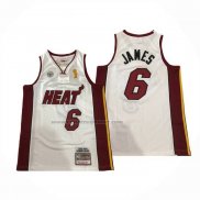 Maglia Miami Heat Lebron James No 6 Mitchell & Ness 2012-13 Bianco(1)
