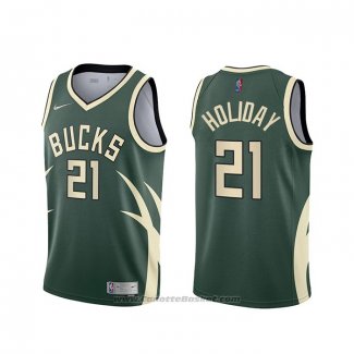 Maglia Milwaukee Bucks Jrue Holiday #21 Earned 2020-21 Verde