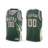 Maglia Milwaukee Bucks Personalizzate Earned 2020-21 Verde