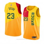 Maglia Milwaukee Bucks Sterling Marrone #23 Citta 2018-19 Giallo