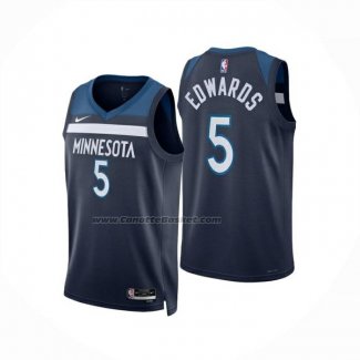 Maglia Minnesota Timberwolves Anthony Edwards No 5 Icon 2024-25 Blu
