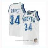 Maglia Minnesota Timberwolves Isaiah Rider #34 Mitchell & Ness 1995-96 Bianco