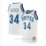 Maglia Minnesota Timberwolves Isaiah Rider #34 Mitchell & Ness 1995-96 Bianco