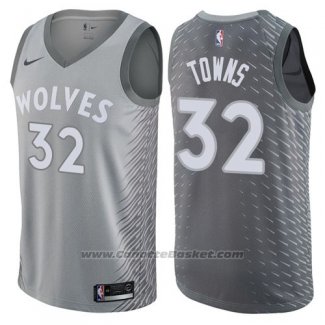 Maglia Minnesota Timberwolves Towns #32 Citta 2017-18 Grigio