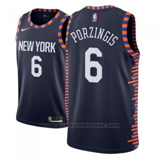 Maglia New York Knicks Kristaps Porzingis #6 Citta 2018-19 Blu