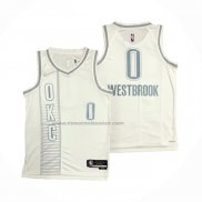 Maglia Oklahoma City Thunder Russell Westbrook #0 Citta 2021-22 Bianco