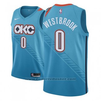 Maglia Oklahoma City Thunder Russell Westbrook #0 Citta 2018-19 Blu