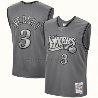 Maglia Philadelphia 76ers Allen Iverson NO 3 Mitchell & Ness 2000-01 Grigio