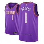 Maglia Phoenix Suns Devin Booker #1 Citta 2018-19 Viola