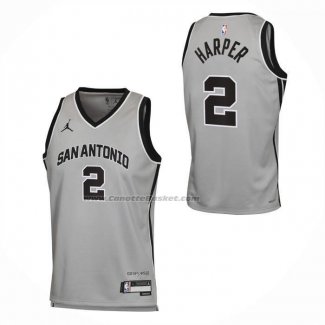 Maglia San Antonio Spurs Dylan Harper No 2 Statement 2025-26 Grigio